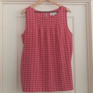 Ann Taylor Loft Pink & Navy Polka Dot Tank Top Size XL